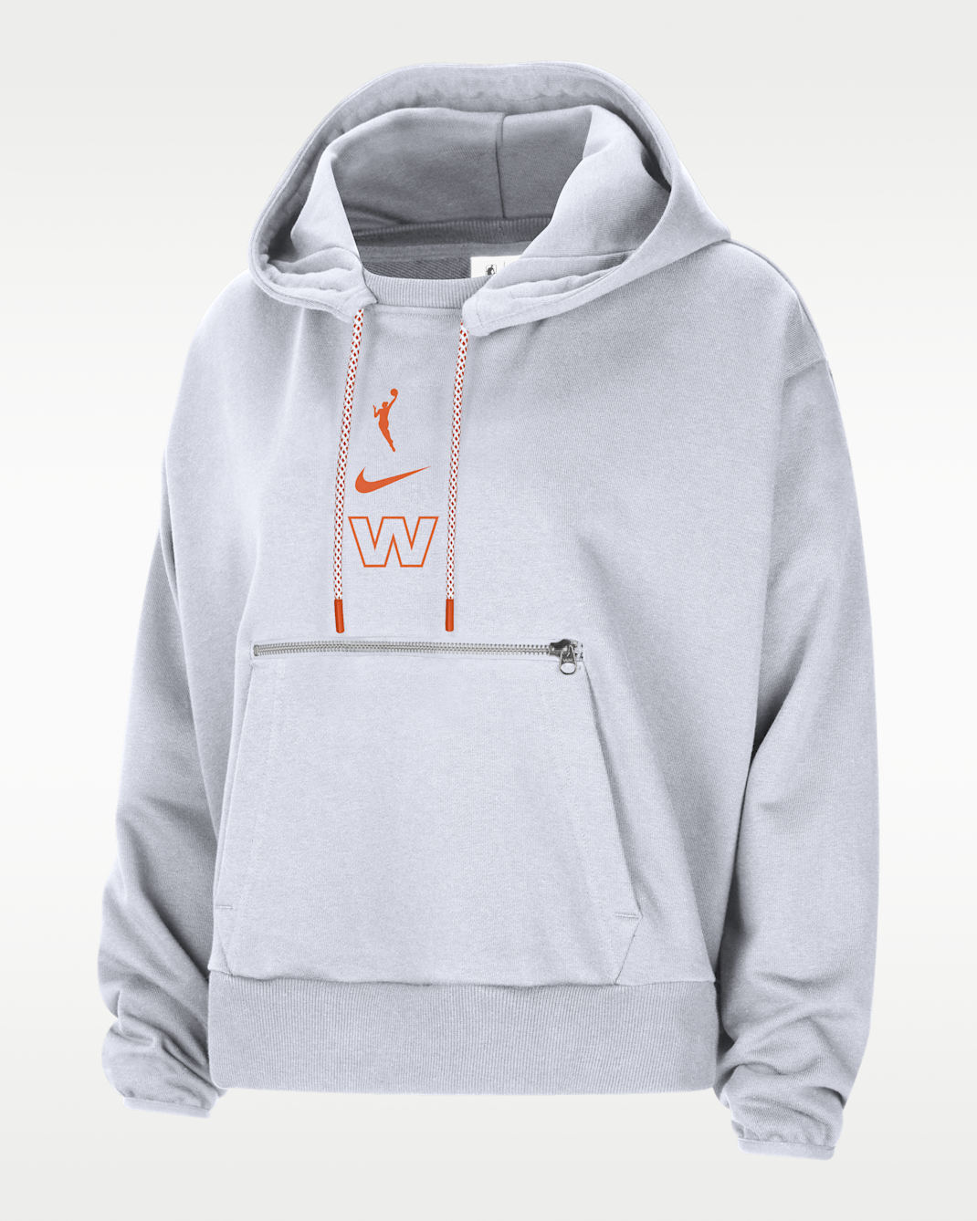 Sudadera con gorro sin cierre Nike Dri-FIT de la WNBA para mujer Team 13 Essential - Blanco/Naranja brillante/Naranja brillante