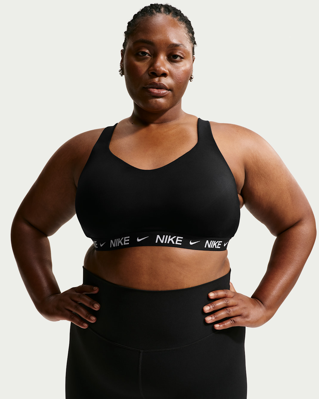 Nike Indy High-Support Women's Padded Adjustable Sports Bra (Plus Size) - Black/Black/White