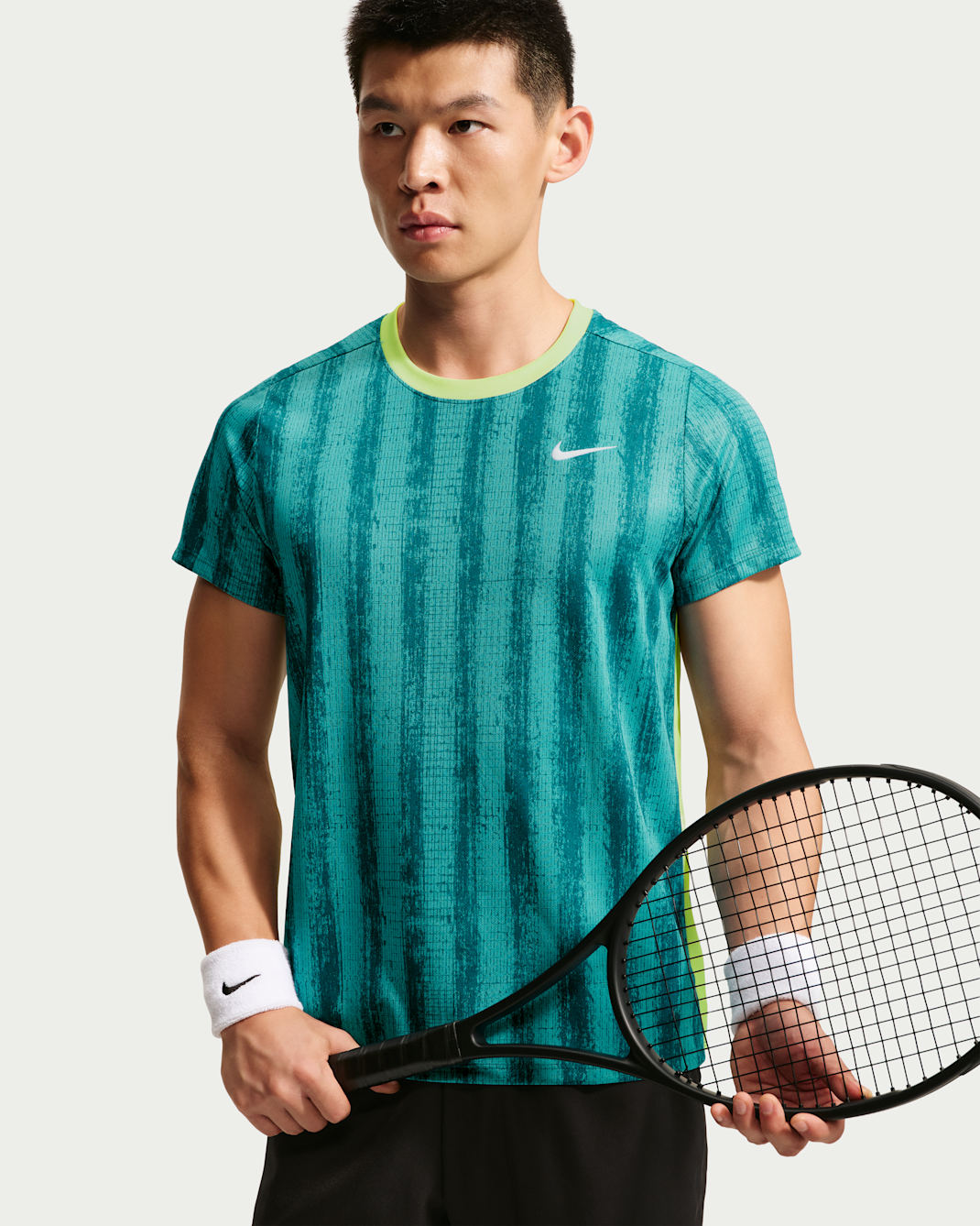NikeCourt Victory Men's Dri-FIT Tennis Top - Bright Spruce/Light Lemon Twist/White