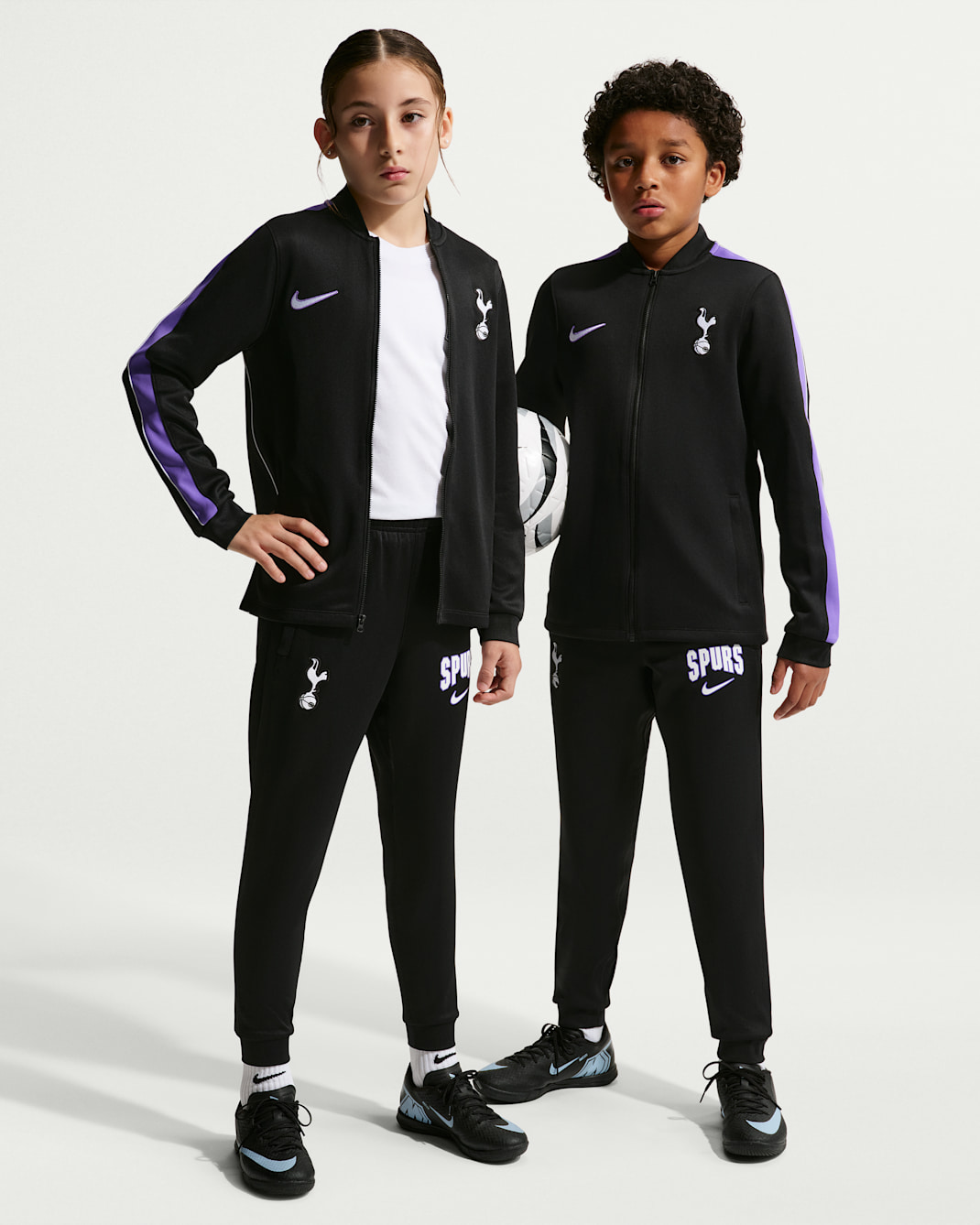 Tottenham Hotspur Strike Third Older Kids' Nike Dri-FIT Football Knit Tracksuit - Black/Psychic Purple/White/White