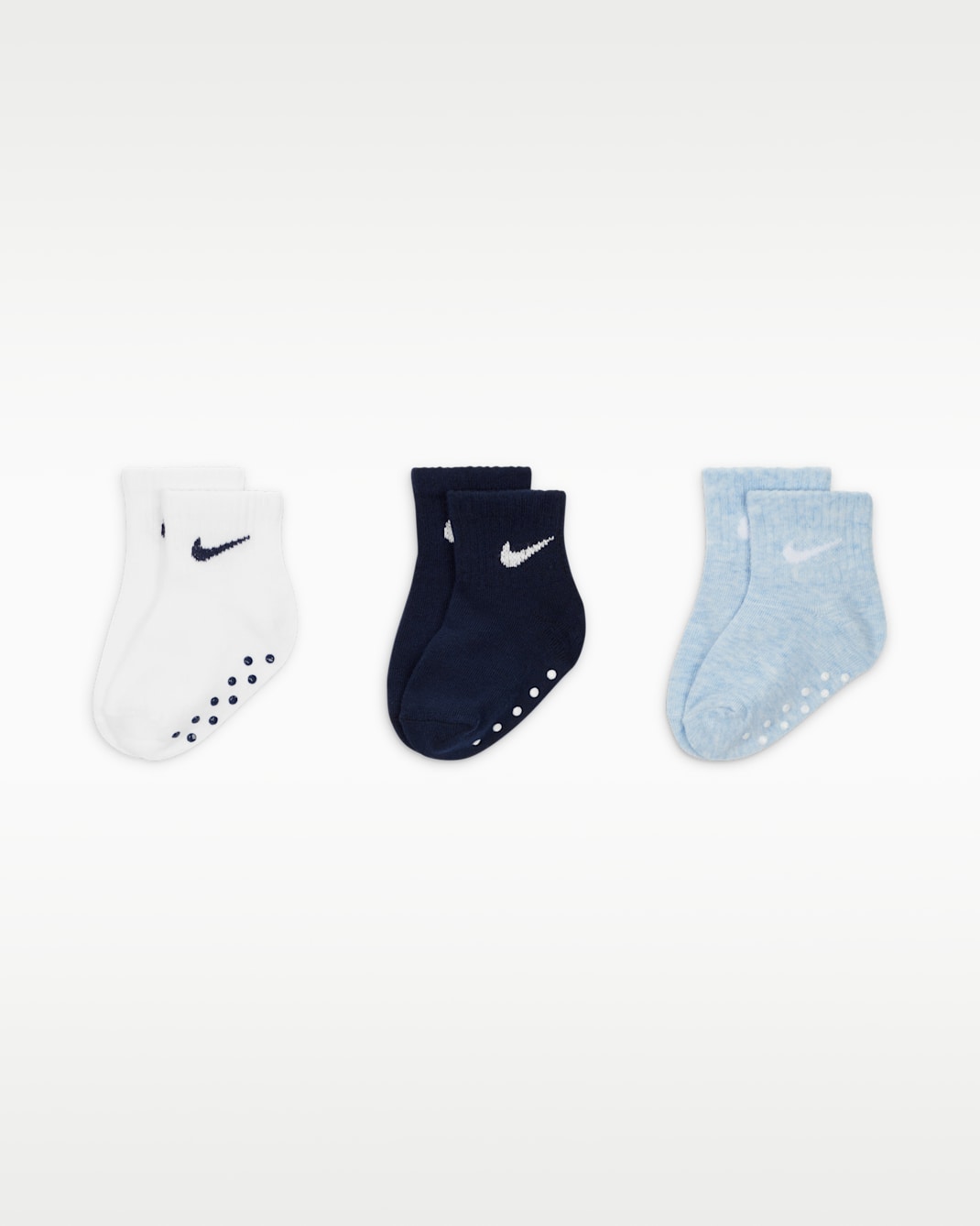 Calcetines al tobillo Swoosh con antideslizante infantiles (3 pares) Nike - Cobalto felicidad