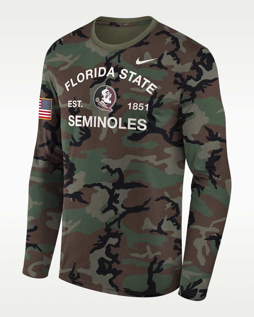 Florida State 2025 Military Appreciation Legend Men's Nike Dri-FIT College Long-Sleeve T-Shirt - Olive