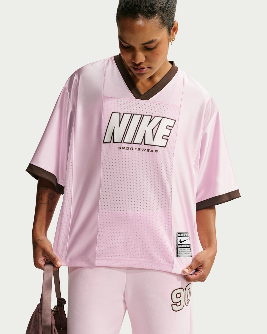 Nike Sportswear Women's Oversized Short-Sleeve Graphic Jersey - Pink Foam/Black