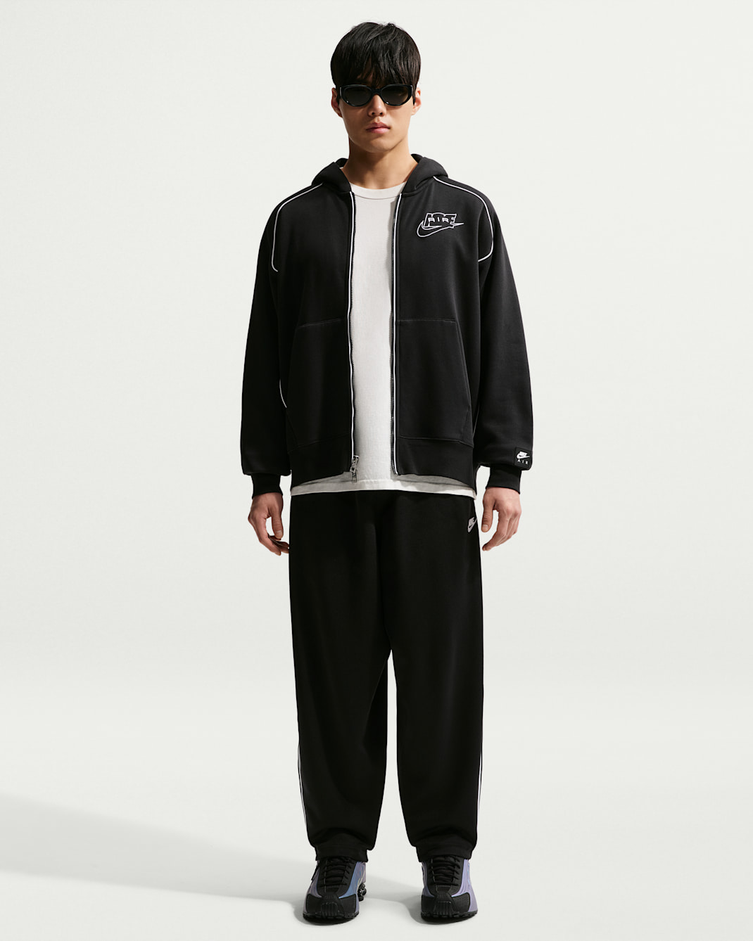 나이키 스포츠웨어 클럽 남성 오버사이즈 니트 트랙 팬츠 - 블랙/화이트/블랙/화이트