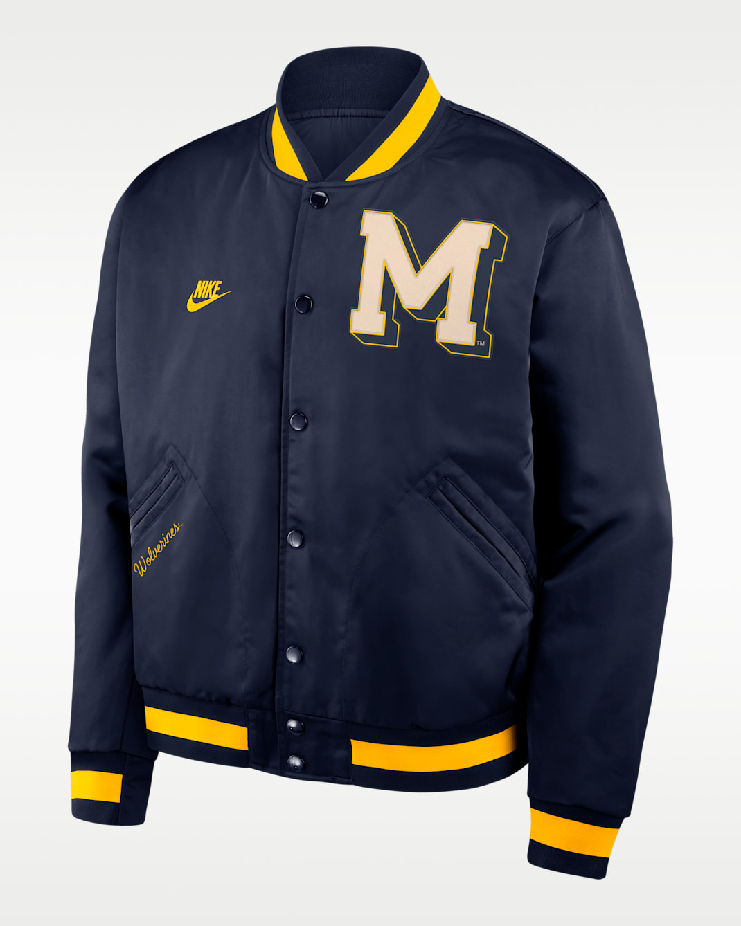 Michigan Legacy Men's Nike College Full-Snap Bomber Jacket - Navy