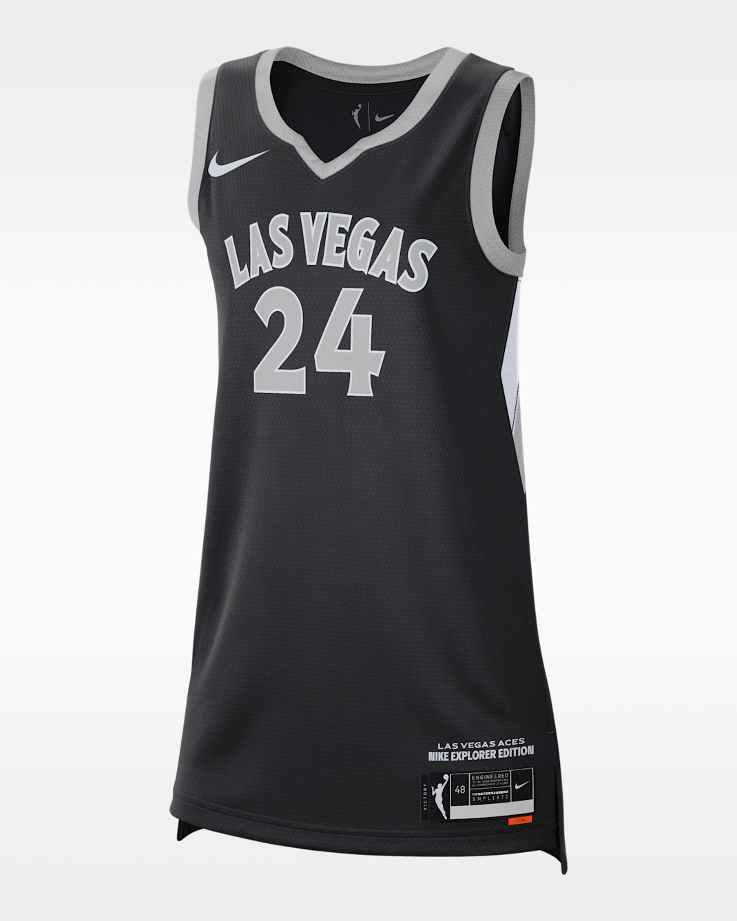 Jersey Nike Dri-FIT de la WNBA Victory Jewell Loyd Las Vegas Aces - Negro/Plata liso/Blanco