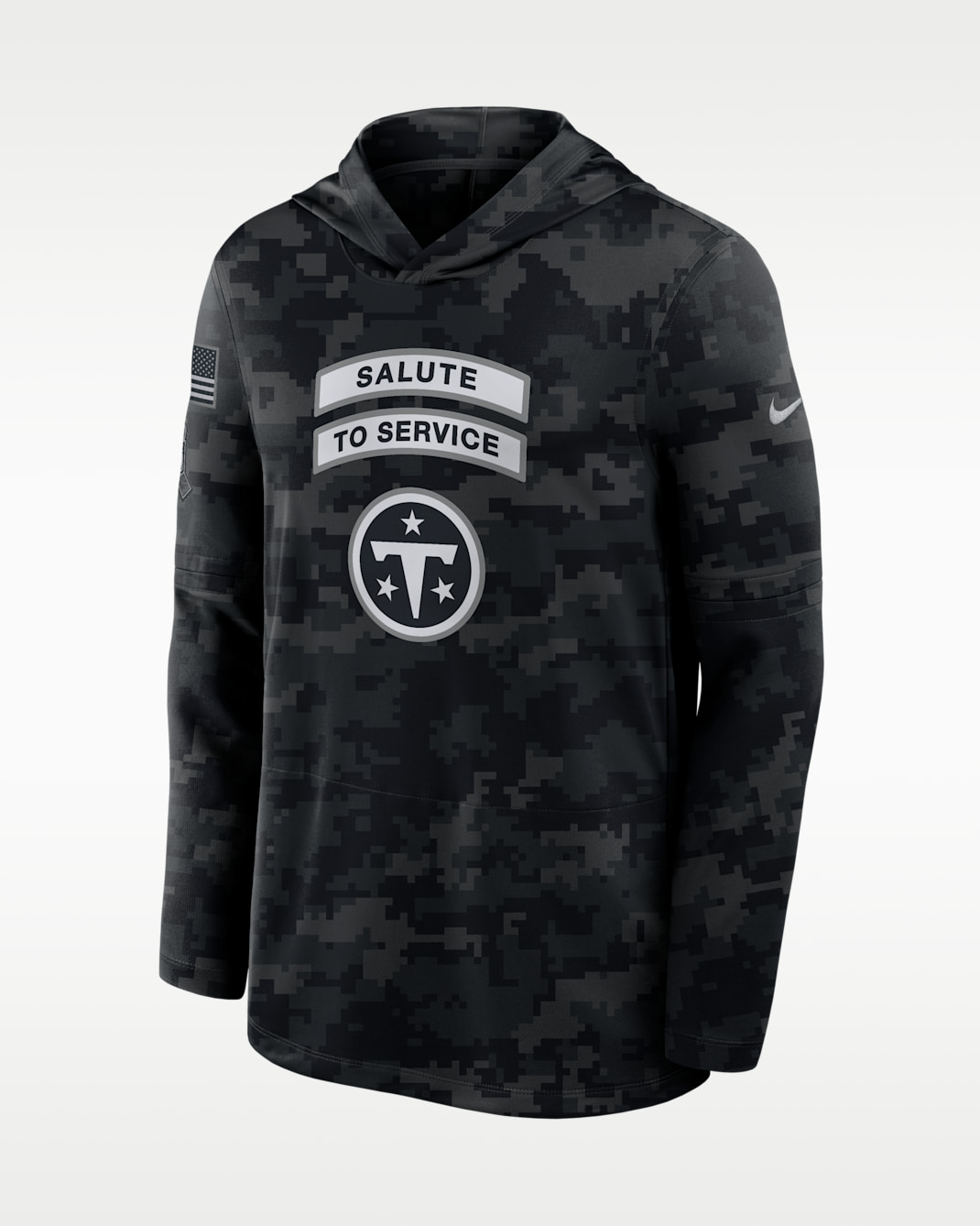 Tennessee Titans Salute to Service Sideline Men's Nike Dri-FIT NFL Long-Sleeve Hooded Top - Black/Black