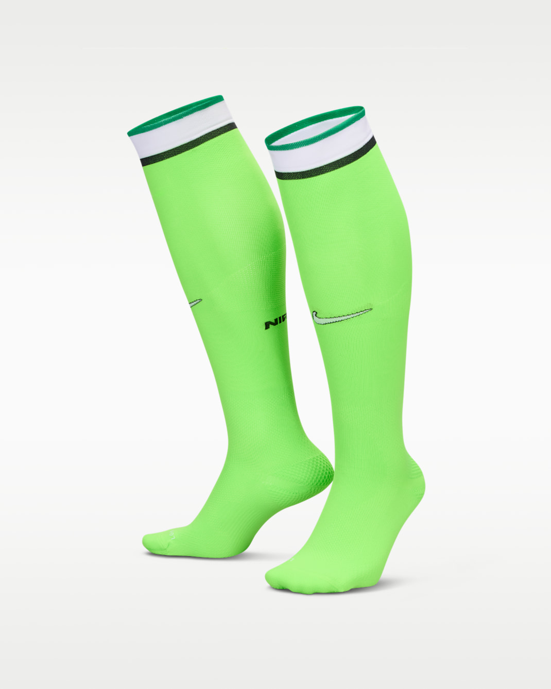 Nigeria VaporFast (hjemmedrakt) Nike Dri-FIT ADV knehøye fotballstrømper - Electric Green/Hvit