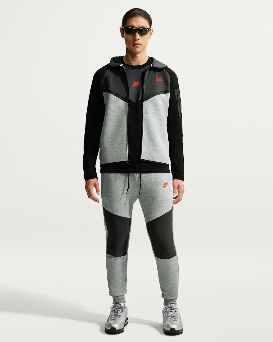 Pantaloni jogger in fleece Nike Tech – Uomo - Dark Grey Heather/Bright Crimson