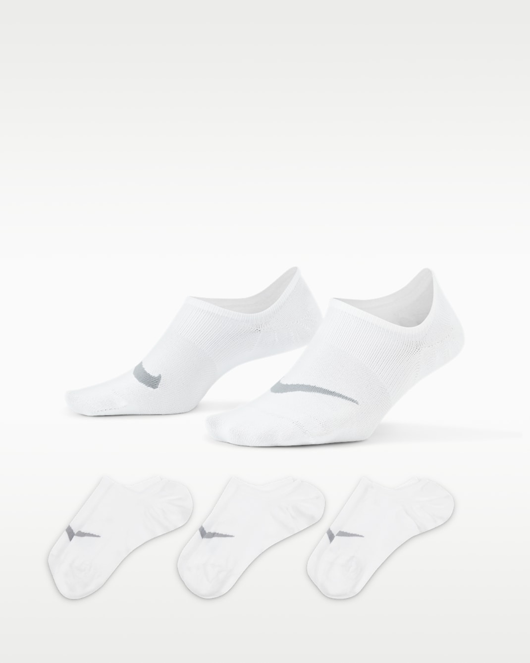 Nike Everyday Plus Lightweight Women's Training Footie Socks (3 Pairs) - White/Wolf Grey