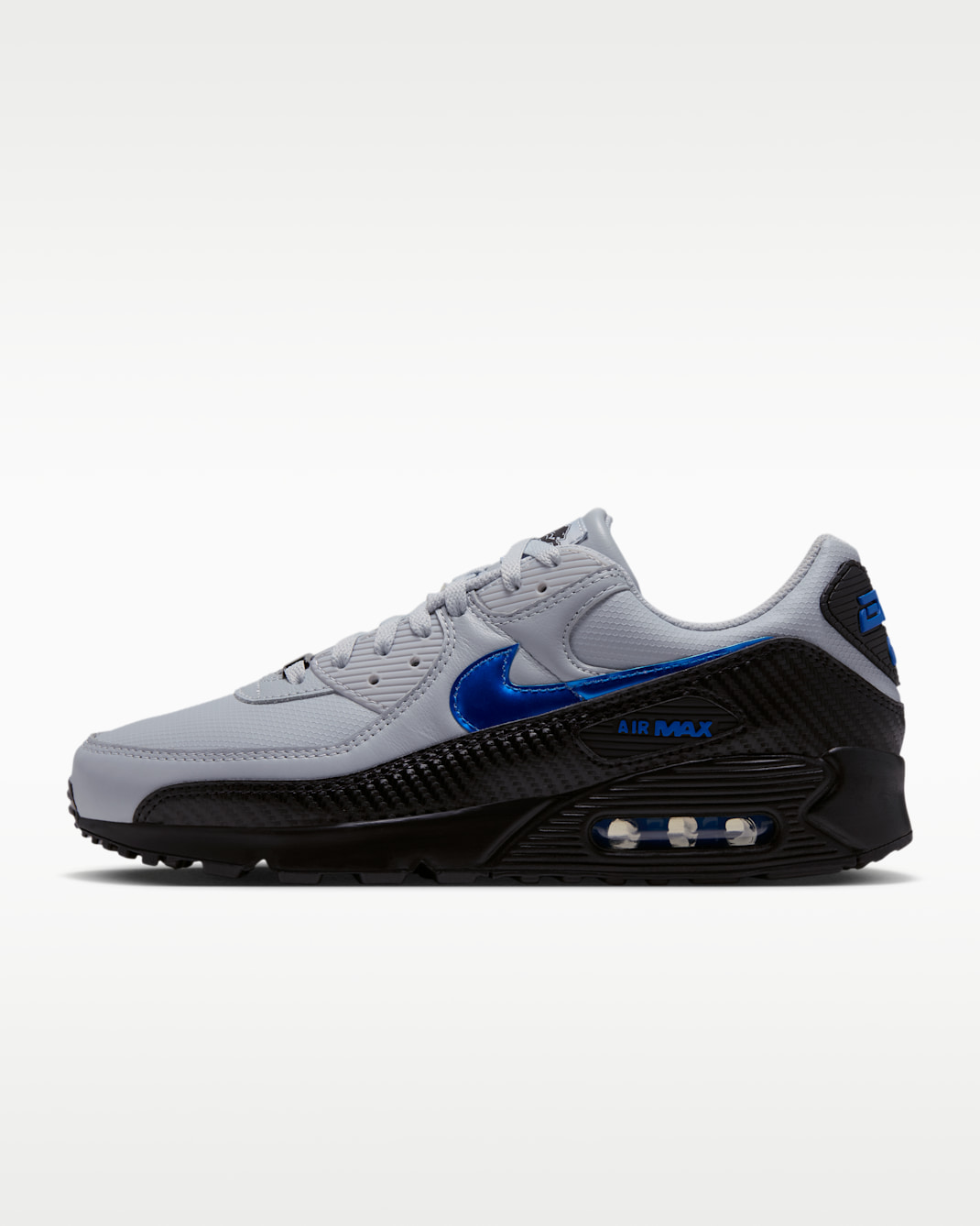 Nike Air Max 90 (Detroit Lions) Men's NFL Shoes - Field Silver/Black/Blue Spark