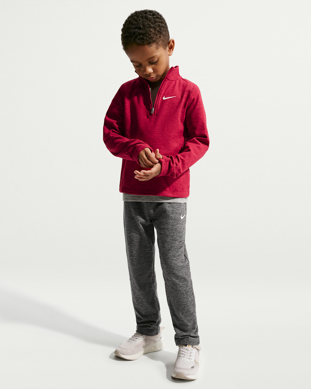 Nike Little Kids' Quarter-Zip Sunset 2-Piece Set - Black/Gym Red