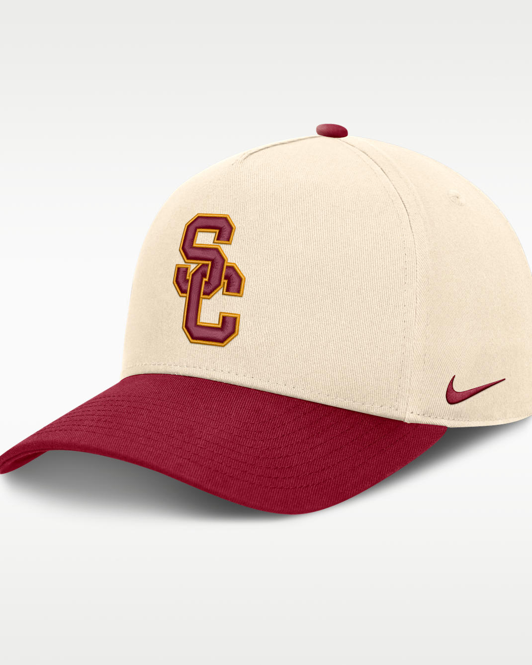 USC Campus Prep Rise Men's Nike College A-Frame Adjustable Hat - Natural/Crimson