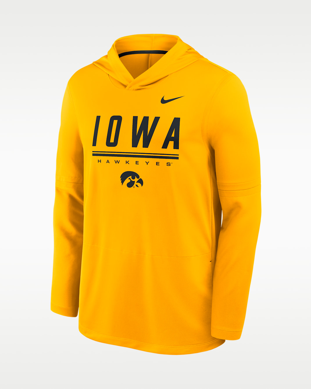 Iowa Sideline Men's Nike Dri-FIT College Long-Sleeve Hooded Top - University Gold/Black