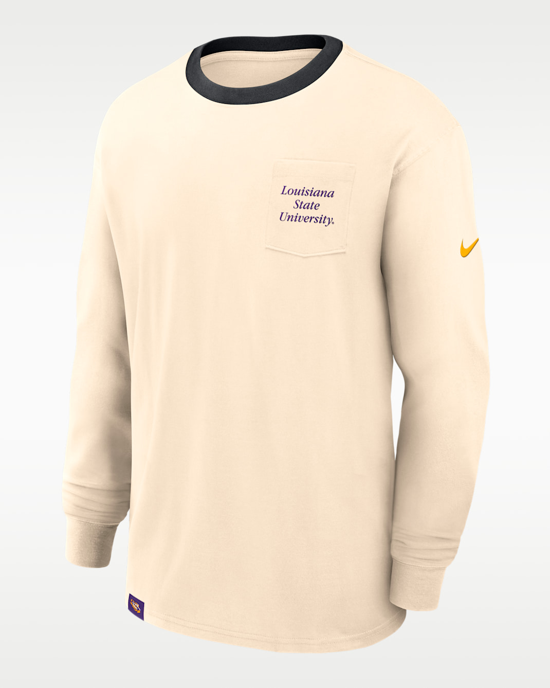 Playera de manga larga universitaria Nike para hombre LSU Athletic Prep Max90 Pocket Logo - Natural