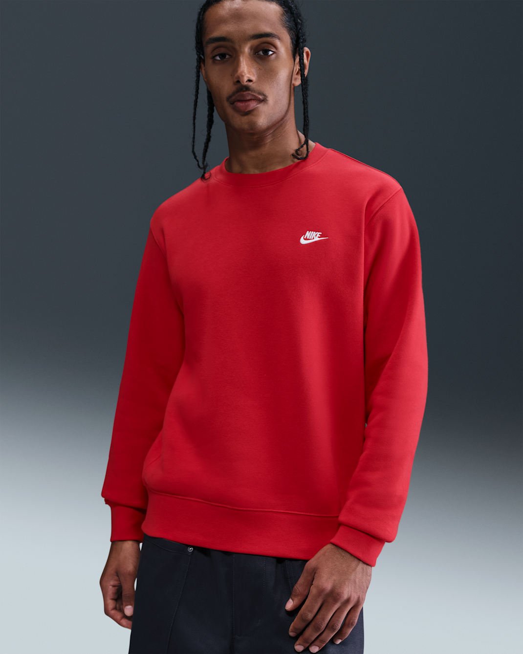 Nike Club Men's Fleece Crew - University Red/White