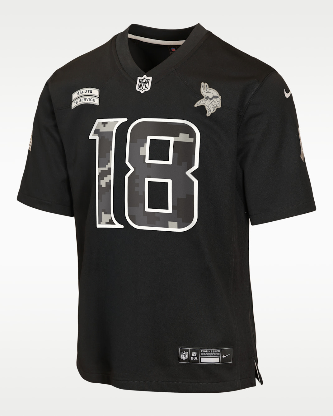 Jersey Nike de la NFL para niños talla grande Justin Jefferson Minnesota Vikings Salute to Service - Negro