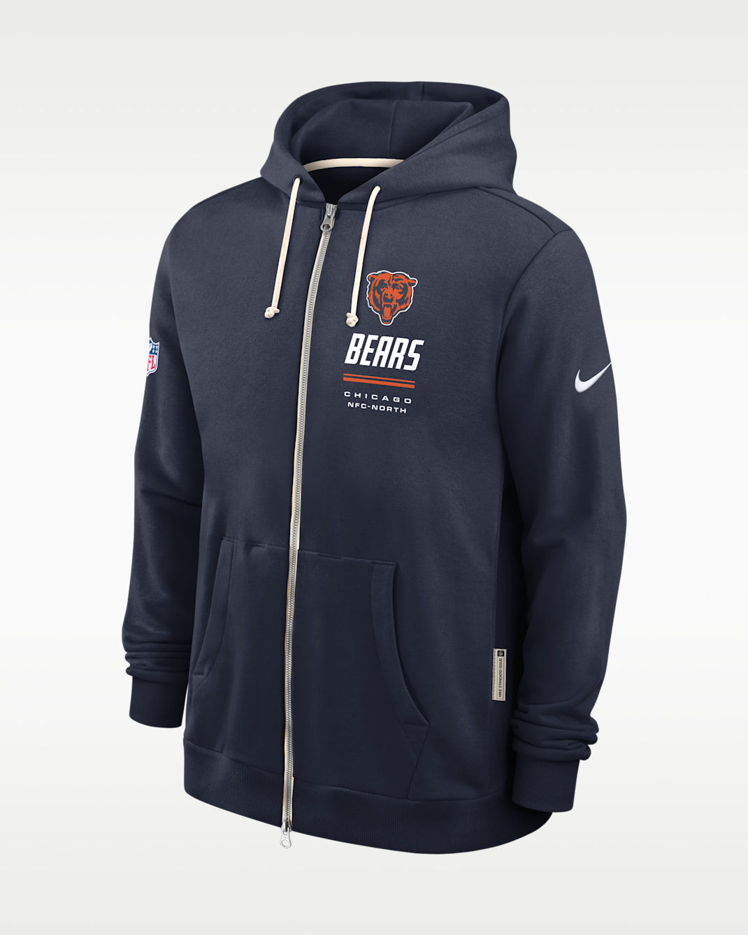 Sudadera con gorro Nike Dri-FIT de la NFL de cierre completo para hombre Chicago Bears Sideline Standard Issue - Azul marino