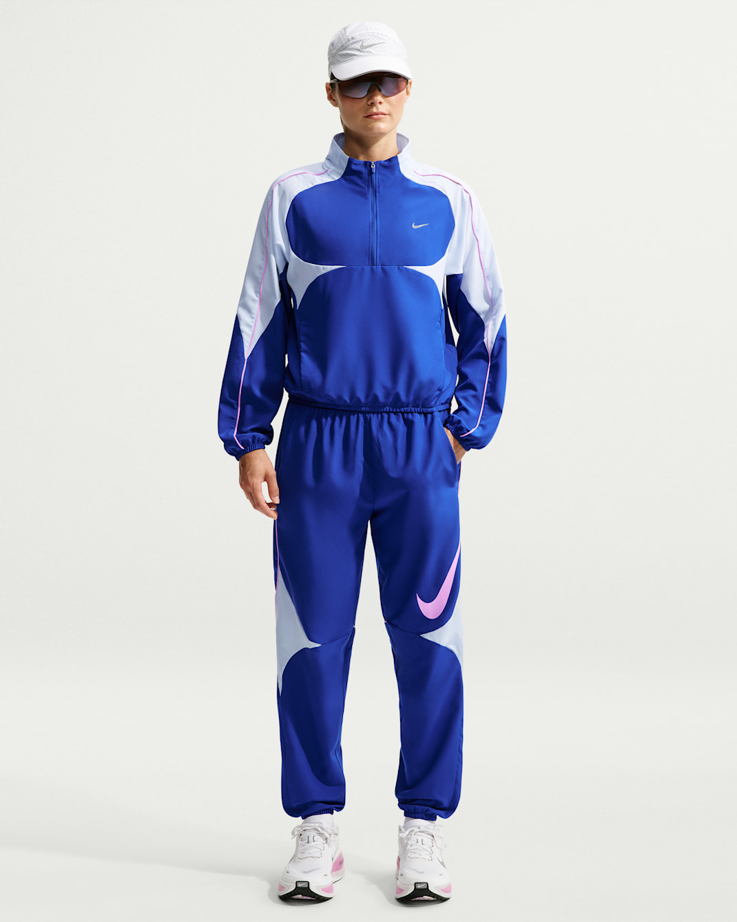 Nike Swoosh Dri-FIT løpebukser til dame - Old Royal/Football Grey/Pink Rise/Pink Rise