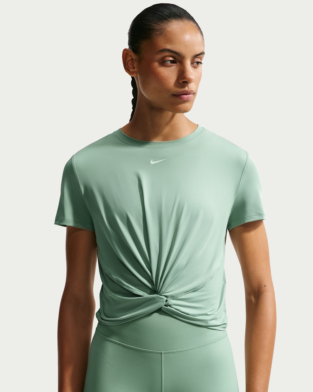 Nike One Classic Twist Women's Dri-FIT Short-Sleeve Top - Steam/White