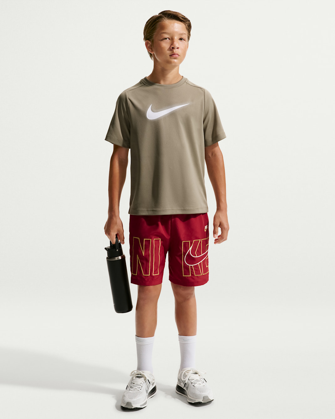 Nike Multi Big Kids' (Boys') Dri-FIT Training Shorts - Tough Red/Flat Gold/Chalk