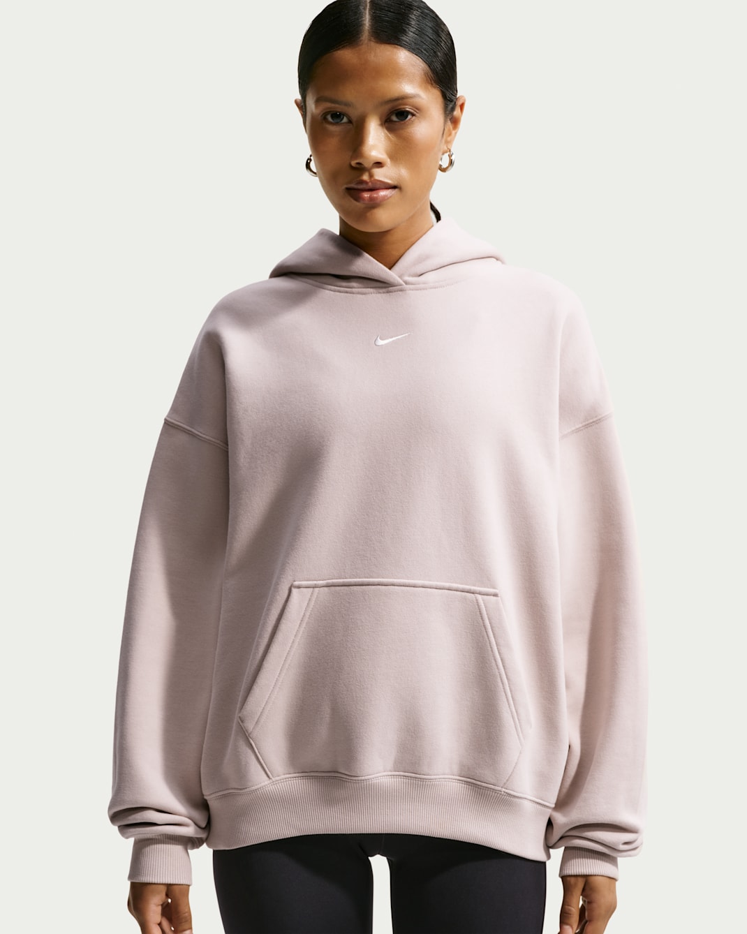 Nike Studio Fleece Medium Weight oversize-huvtröja med pulloverhals för kvinnor - Cream II/Sail
