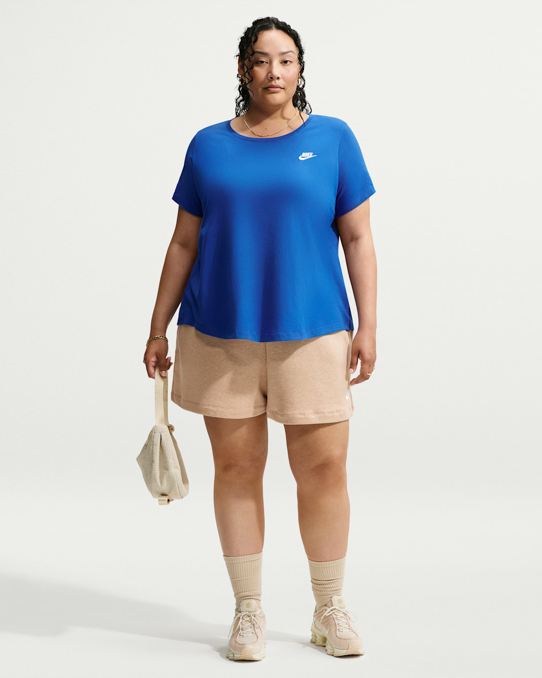 Nike Sportswear Club Fleece Women's Mid-Rise Shorts (Plus Size) - Linen/Heather/White
