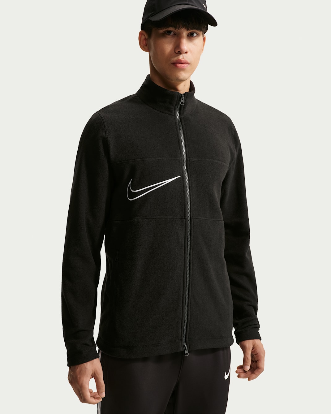 เสื้อแจ็คเก็ตฟุตบอลซิปยาวผ้าฟลีซผู้ชาย Therma-FIT Nike Premier - ดำ/ขาว
