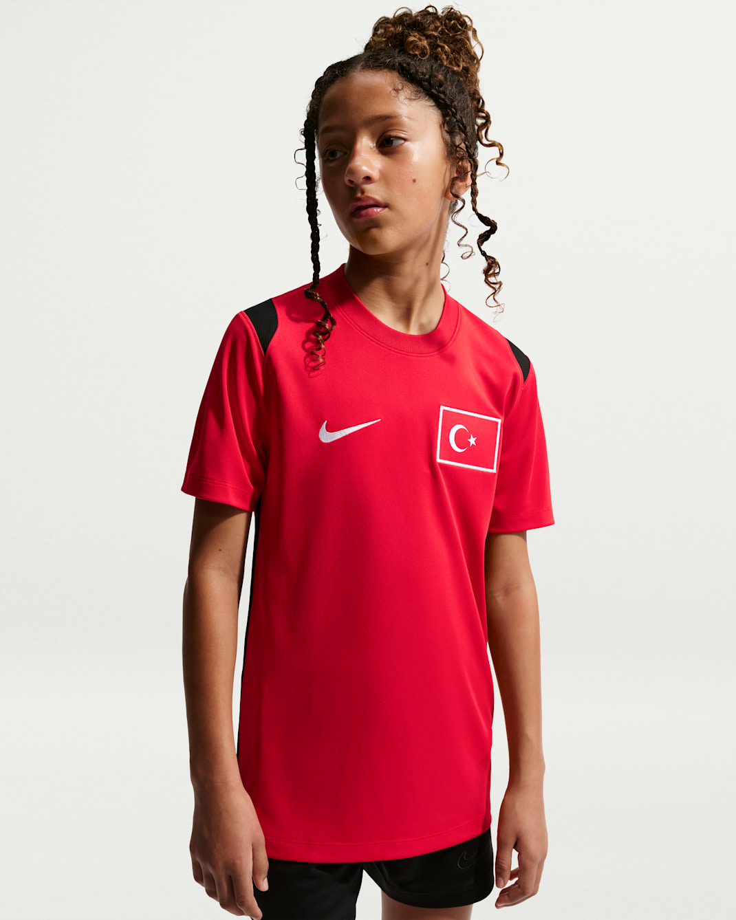 Turkey 2026 Academy Pro Short-Sleeve top Older Kids' Nike Dri-FIT Short-Sleeve Football Top - Sport Red/Black/White