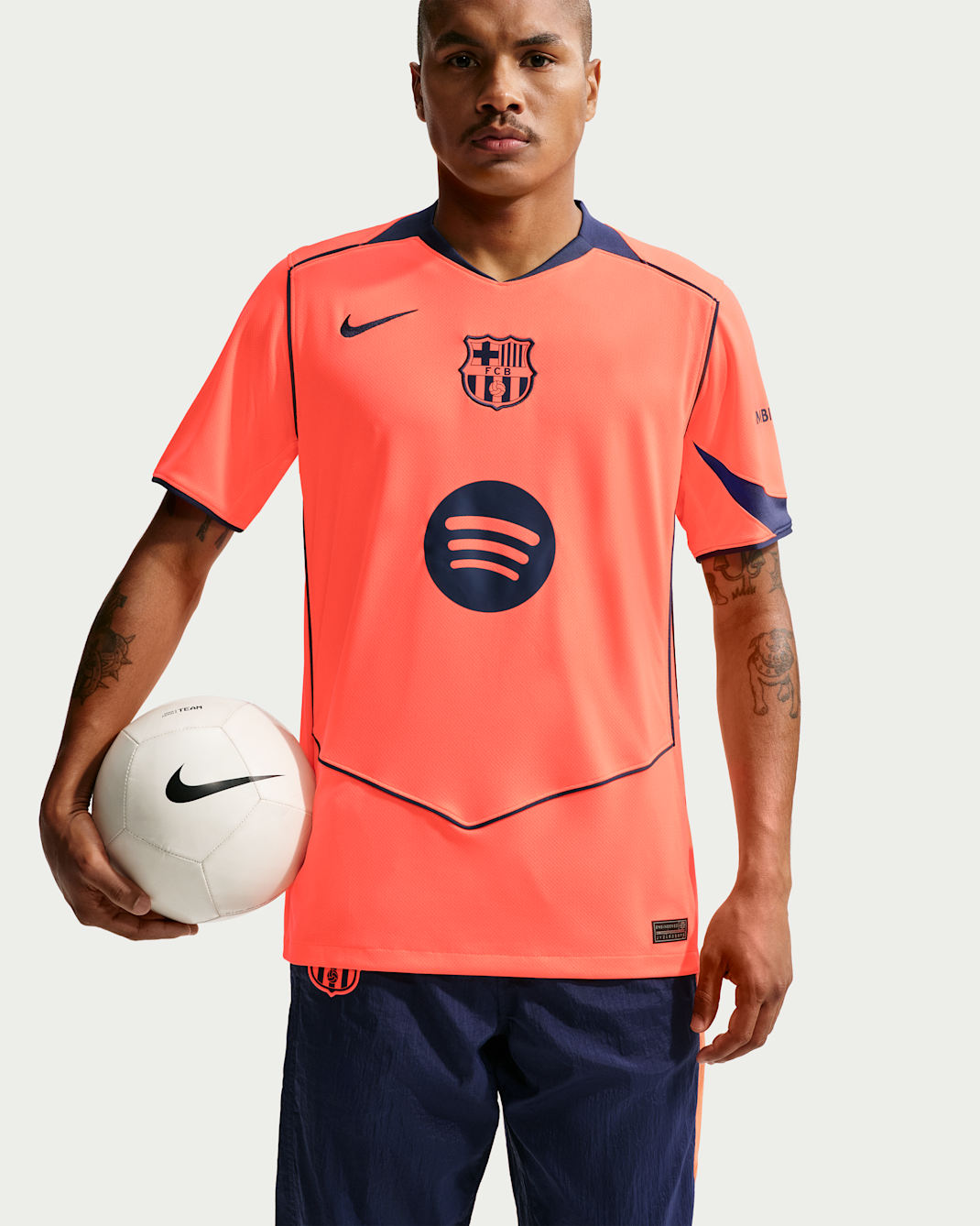 F.C. Barcelona 2025/26 Stadium Third Men's Nike Dri-FIT Total 90 Football Replica Shirt - Bright Mango/Midnight Navy/Midnight Navy