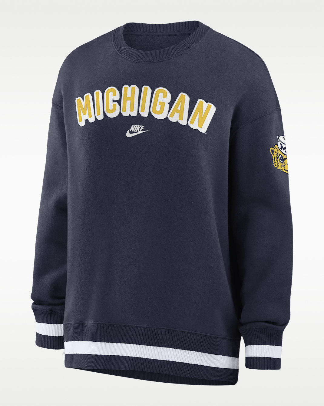 Sudadera de cuello redondo sin cierre oversized universitaria Nike para mujer Michigan Legacy Phoenix - Azul marino universitario