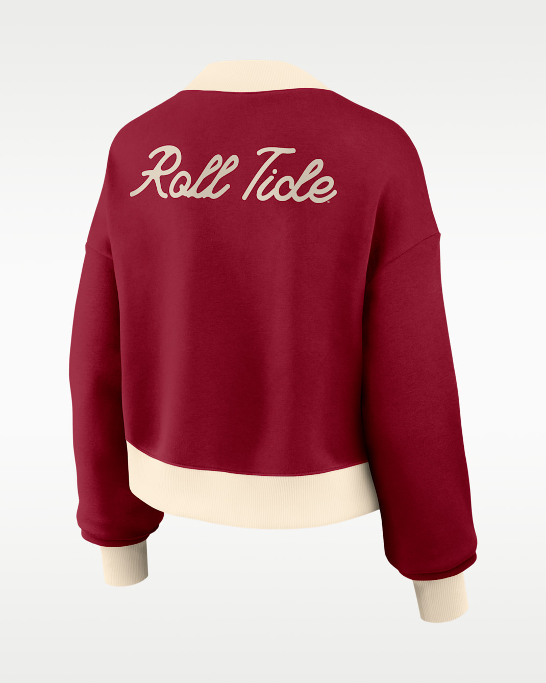 Alabama Academic Women's Nike College Oversized Cropped Full-Zip Bomber Jacket