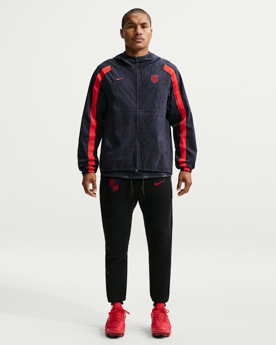 USMNT Tech Fleece Men's Nike Soccer Joggers - Black/Challenge Red