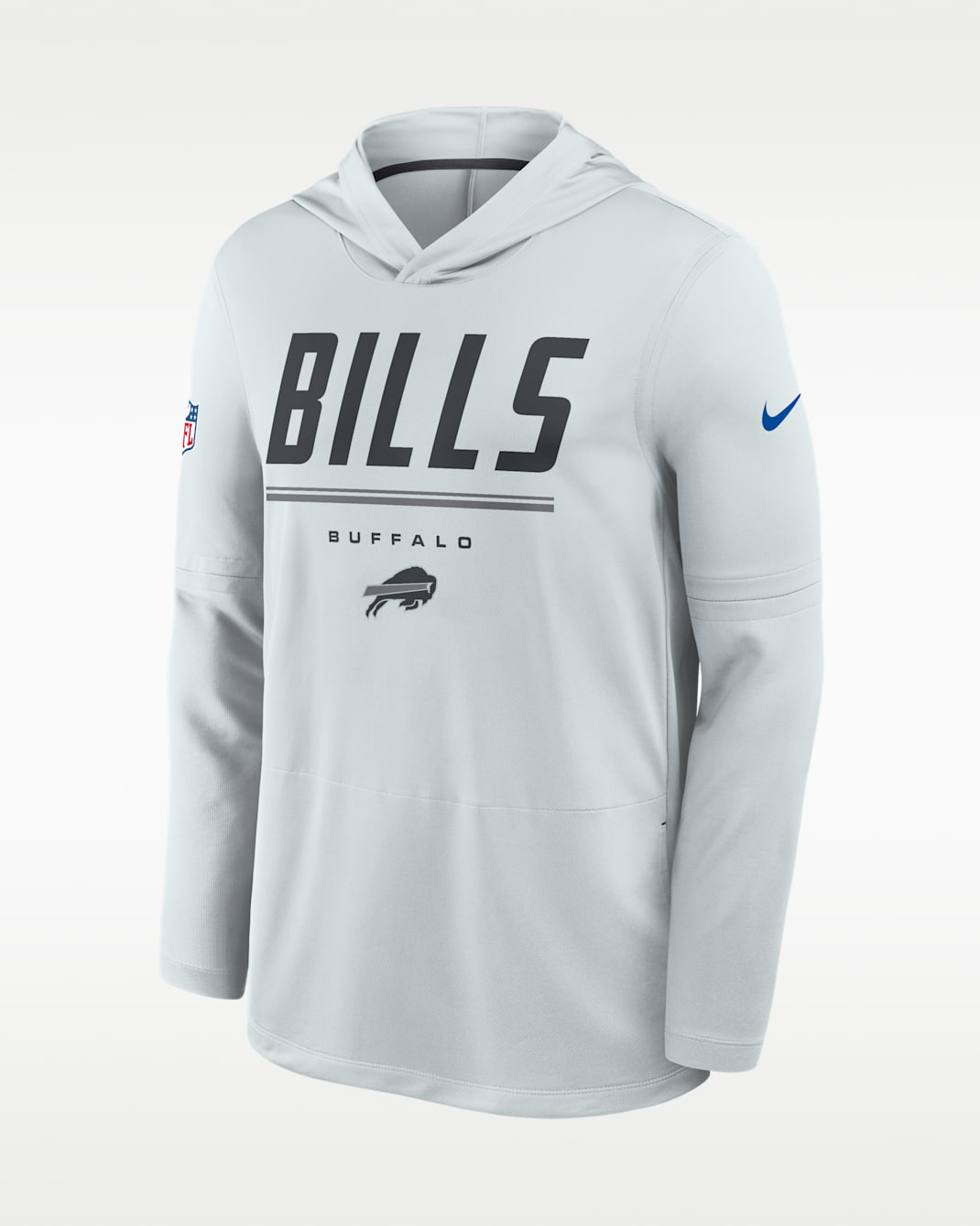 Buffalo Bills Sideline Men's Nike Dri-FIT NFL Long-Sleeve Hooded Top - Platinum/Charcoal