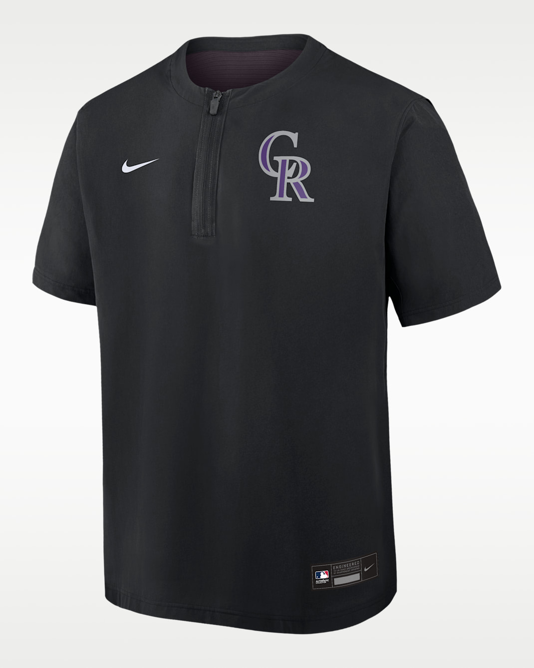 Colorado Rockies Authentic Collection Men's Nike Dri-FIT MLB 1/4-Zip Short-Sleeve Windshirt - Black