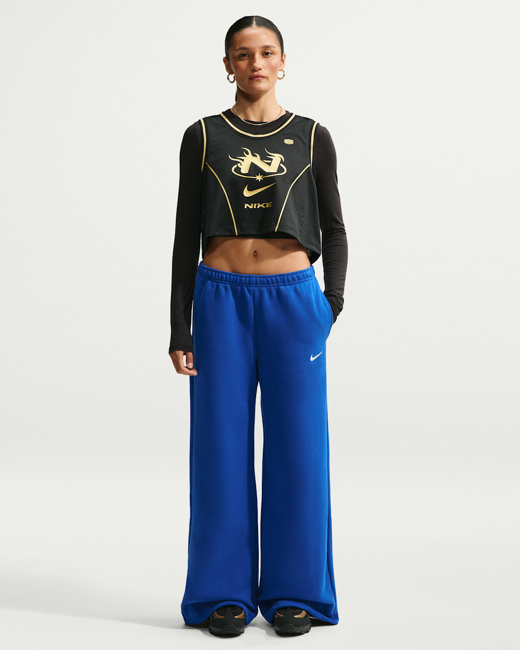 Nike Studio Fleece Medium Weight Women's Mid-Rise Wide-Leg Pants - Old Royal/Sail