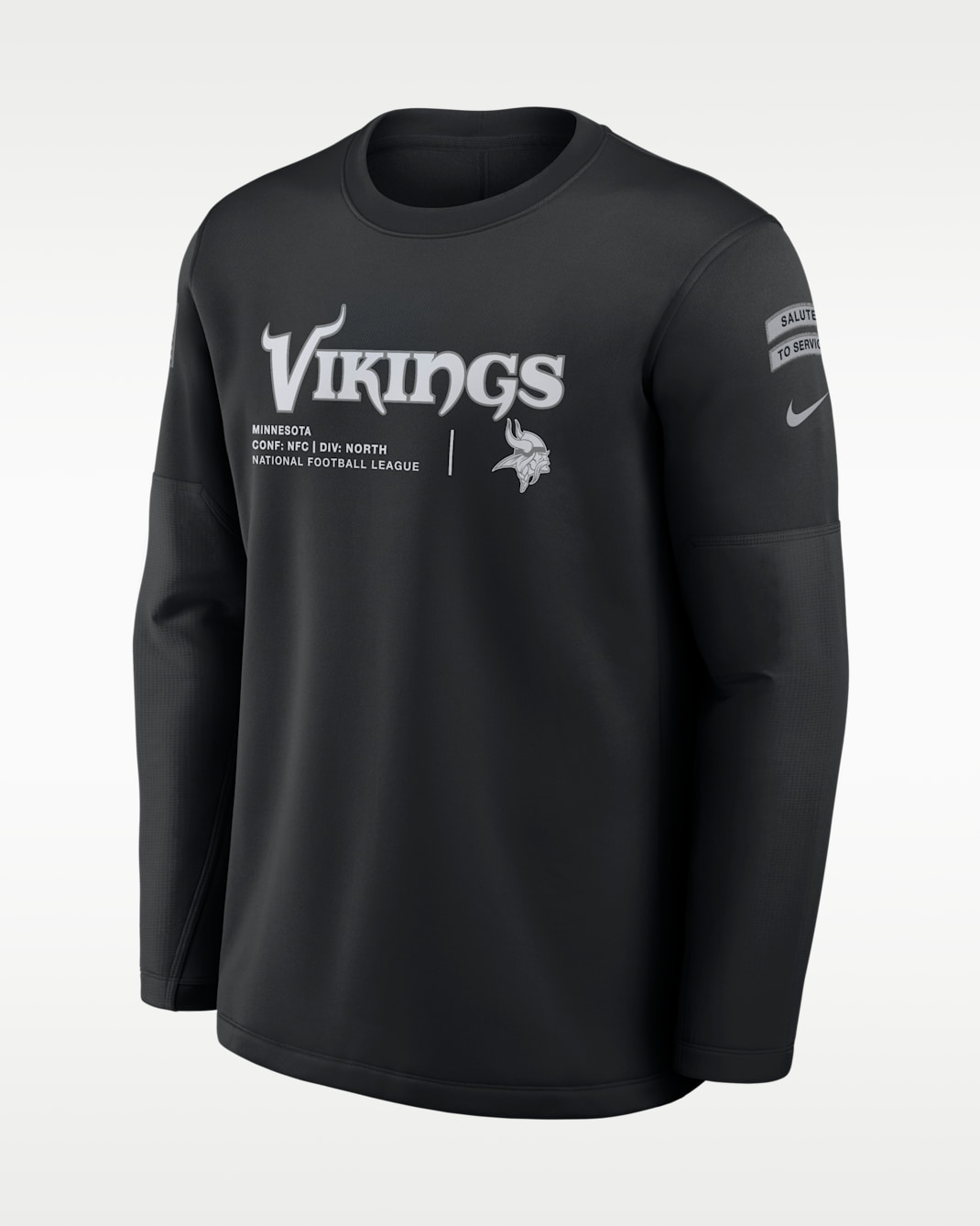 Sudadera de cuello redondo sin cierre Nike de la NFL para hombre Minnesota Vikings Salute to Service Sideline Coaches - Negro