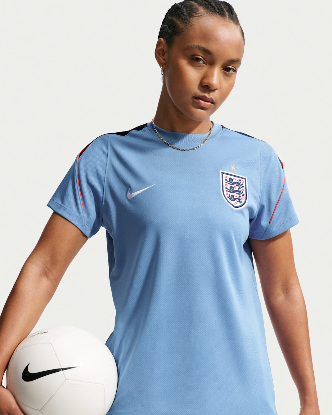 England Strike Women's Nike Soccer Dri-FIT Short-Sleeve Top - Work Blue/Obsidian/White