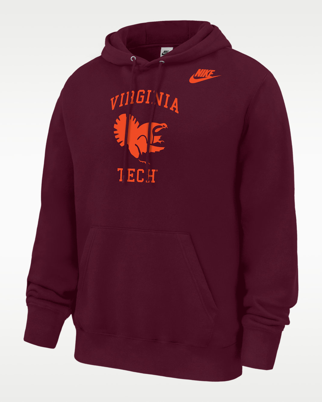 Sudadera con gorro sin cierre Nike Futbol de tejido Fleece para hombre Virginia Tech Hokies Club - Castaña intenso