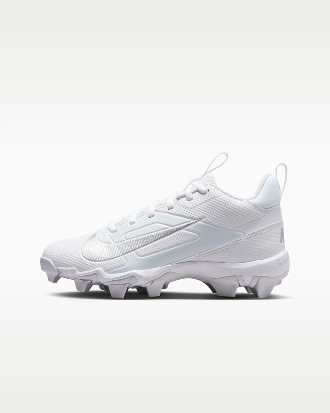 Tacos de fútbol para niños grandes Nike Alpha Menace 4 Shark - Blanco/Plata metalizado