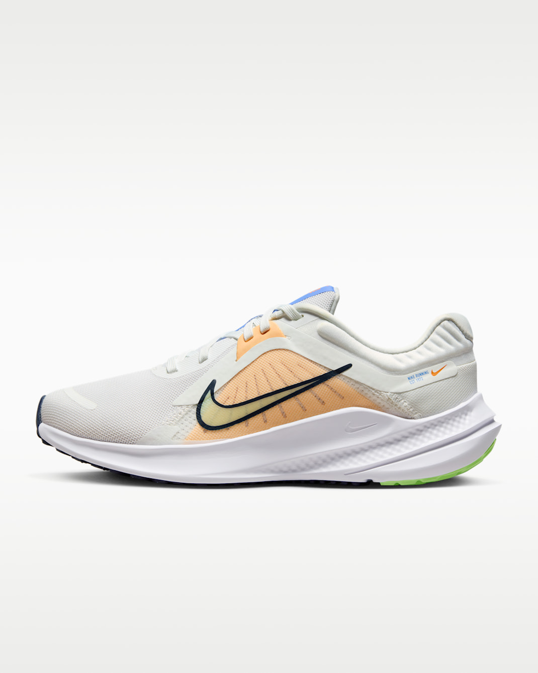 ナイキ クエスト 5 ウィメンズ ロード ランニングシューズ - サミットホワイト/アイスピーチ/オブシディアン/ライムブラスト