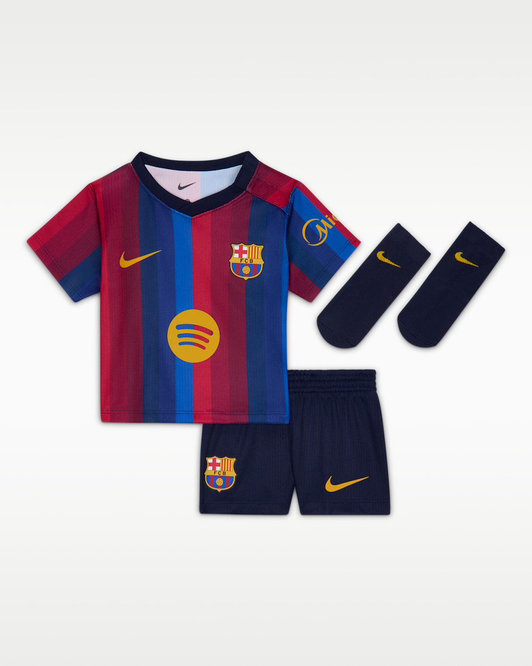 F.C. Barcelona 2026 Stadium Home Baby/Toddler Nike Football Replica 3-Piece Kit - Deep Garnet/Blue Void/Blackened Blue/Mineral Yellow