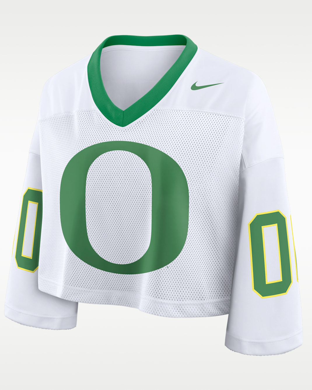 Oregon Logo Women's Nike Dri-FIT College Cropped Jersey - White/Apple Green