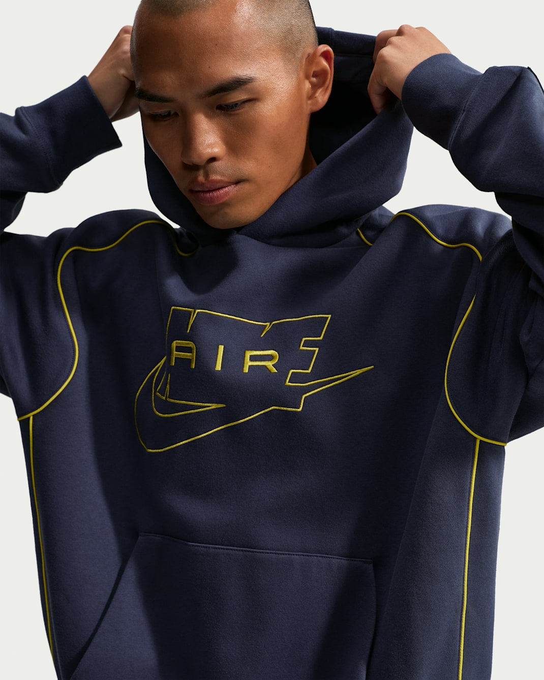 Sudadera con gorro sin cierre de tejido Fleece para hombre Nike Air - Parrilla/Amarillo opti/Amarillo opti