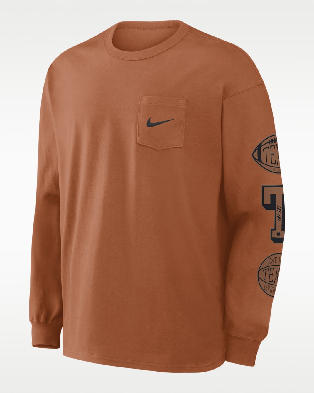 Texas Academic Max90 Pocket Men's Nike College Long-Sleeve T-Shirt - Burnt Orange