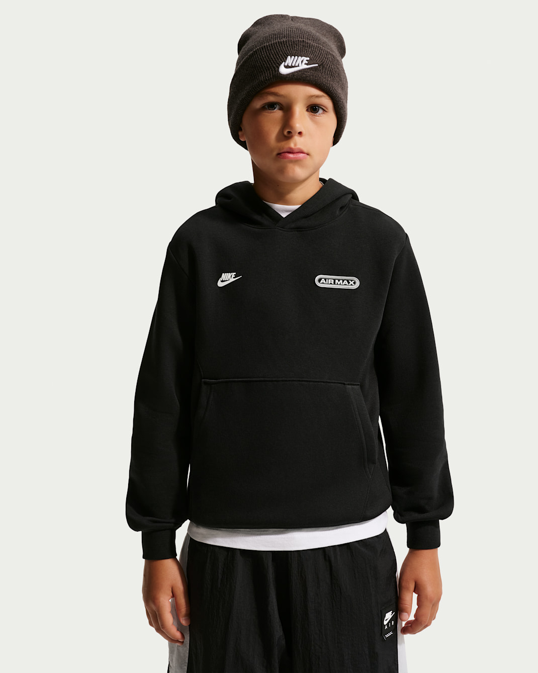 Nike Sportswear Air Max Older Kids' (Boys') Fleece Pullover Hoodie - Black/Black/Black
