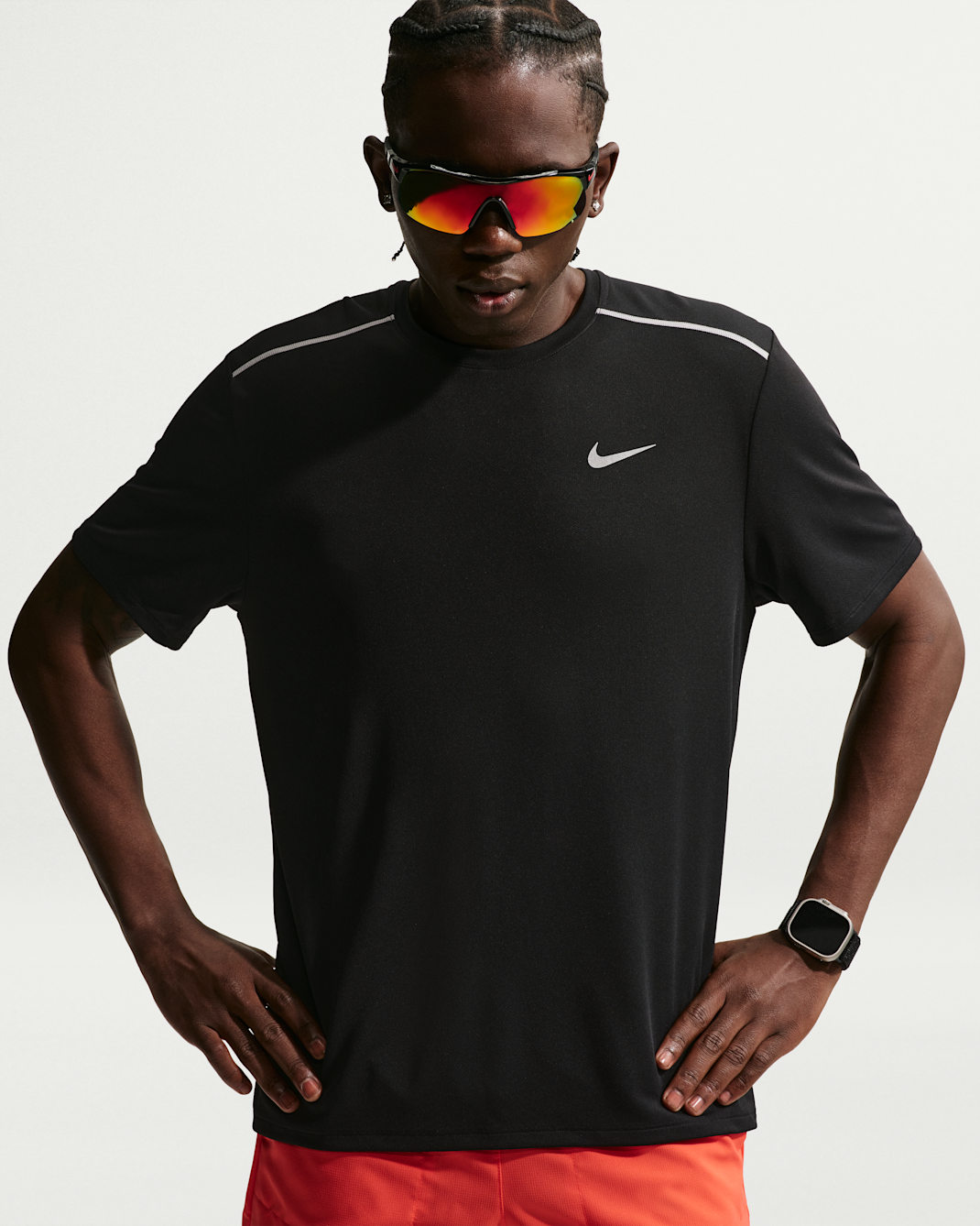 Camisola de running de manga curta Dri-FIT Nike Miler para homem - Preto/Preto
