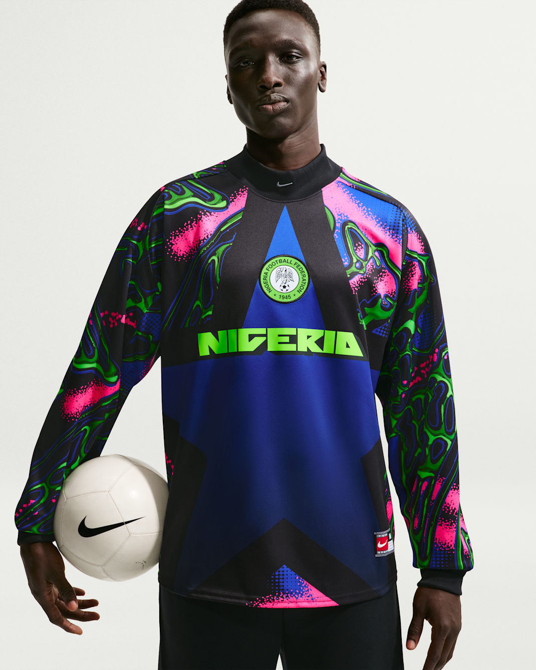 Maillot de foot Nike Nigeria Hollywood Keeper pour homme - Noir/Hyper Pink/Blanc