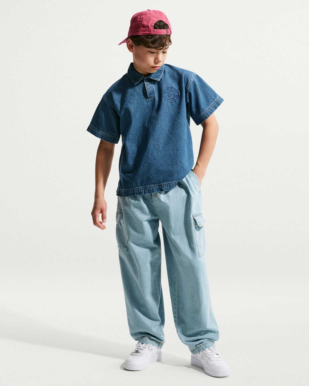 Nike Sportswear Collection Big Kids' Denim Short-Sleeve Polo