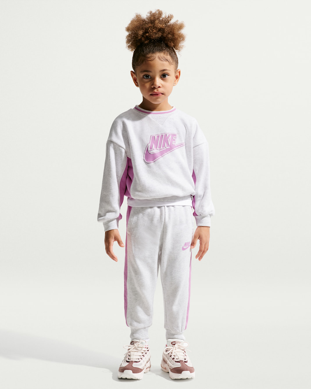 나이키 베이비 프렌치 테리 컬러블록 투피스 크루 세트 - 버치 헤더